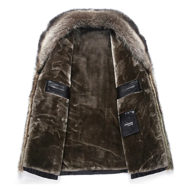 Chaqueta de piel de piel de oveja para hombre abrigos chaquetas de invierno mapache real cuello de piel de nieve cubierta de nieve cálida gruesa opuesta de moda de alta calidad tamaño grande 4xl