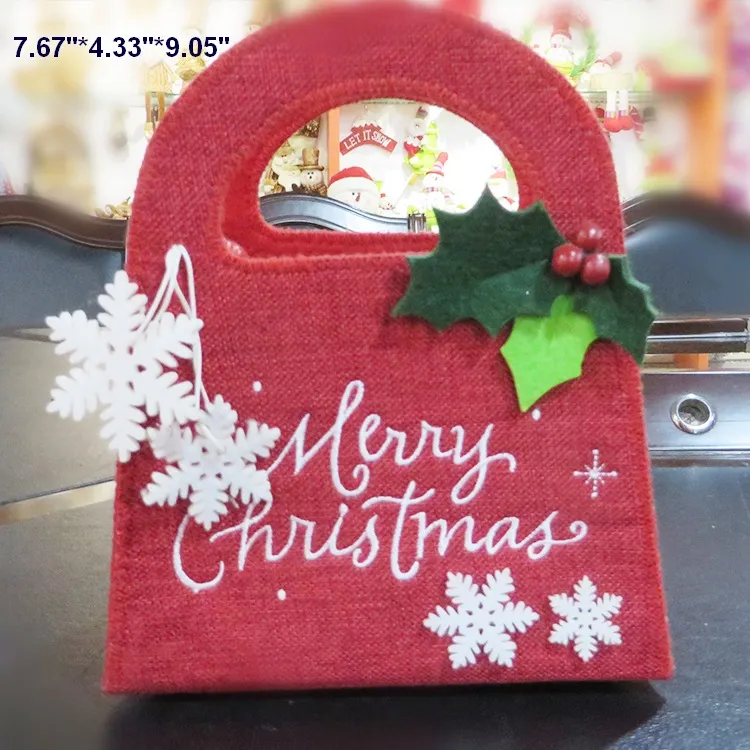 Sacos de presente de natal adereços orname Cute kids Top sacos de doces floco de neve coração da estrela decorações de Natal doce presente 5 itens para escolher