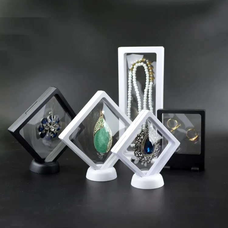 / mycket husdjur transparent suspension presentfönster låda ädelsten diamant smycken display stativ hållare smycken förpackning lådor gratis frakt