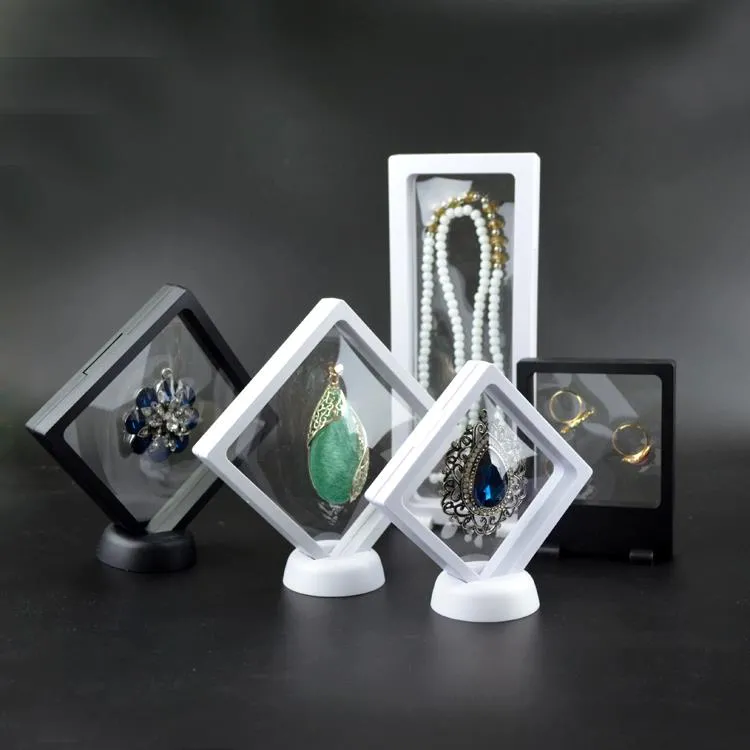 4 sztuk / partia Pet Transparent Zawieszenie Prezent Okno Box Gemstone Diament Biżuteria Wyświetlacz Stojak Uchwyt Biżuteria Opakowania Pudełka Darmowa Wysyłka