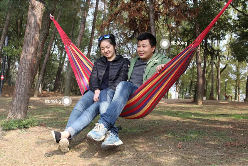 Tanlook Ultralight Camping Hammock Compact 2 Person Cotton Hammocks Multifunctional Hammocks with Hanging Rope Outdoor Leisure Swing Bed