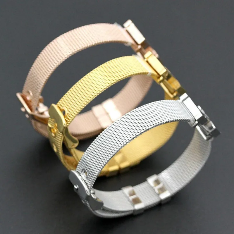 Colorfast عالية الجودة للمجوهرات Titanium Mesh Bracelet الموضة الشهيرة العلامة التجارية القابلة للتعديل معصم المعصم نساء H bangle Joyas Bijoux H-2016 هدية