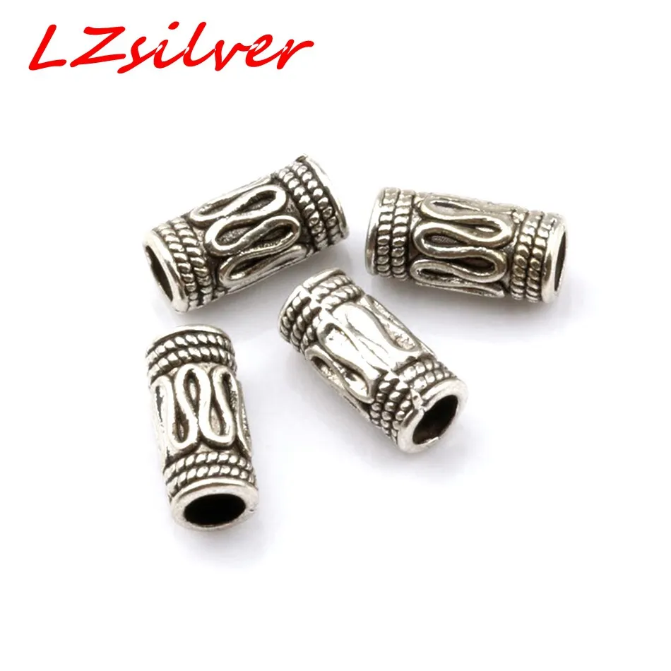 MIC argento antico in lega di zinco stile Bali filo tubo curvo distanziatore perline 3mm foro 5x10mm gioielli fai da te D16