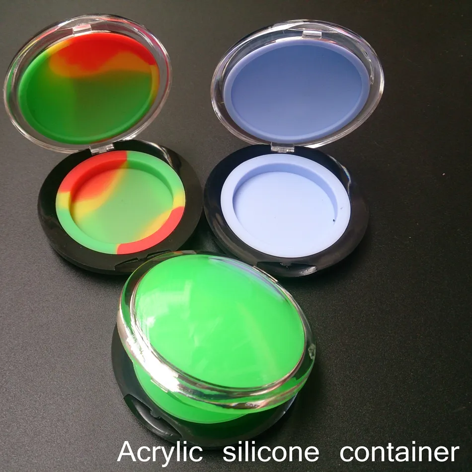 10 pçs Recipiente de silicone acrílico 6ml concentrado de cera para maquiagem caixa de recipientes de silicone de grau alimentício ABS estojo de maquiagem frascos de dabber armazenamento de ferramentas