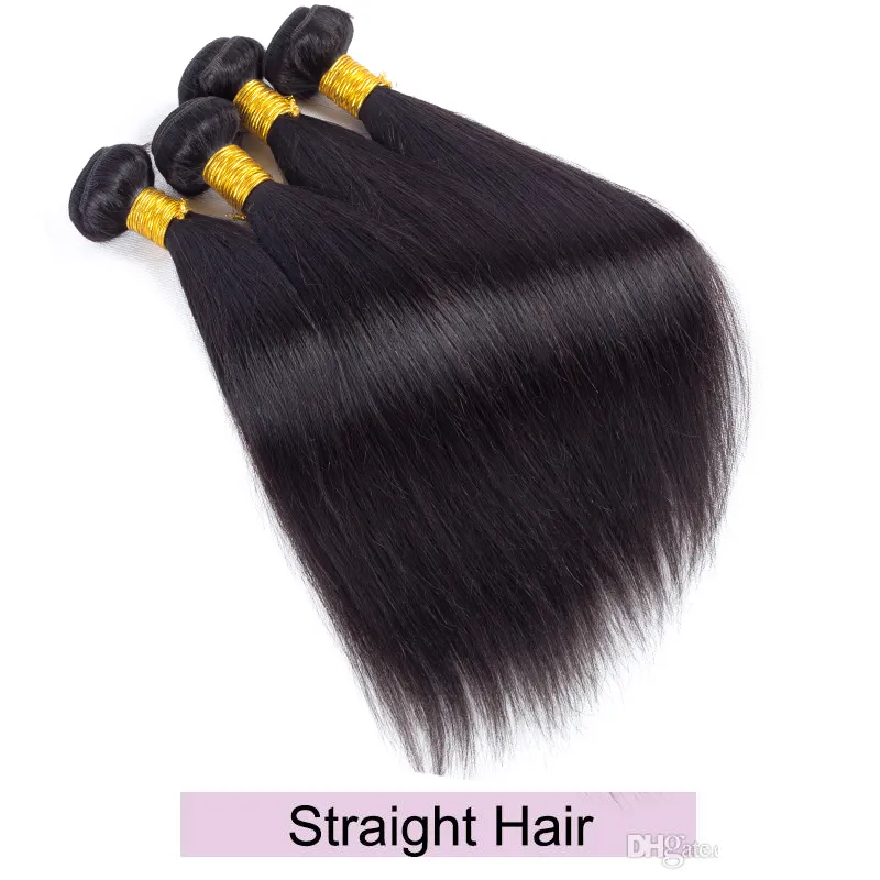 9A Virgin Unprocessed Straight Body Wave Human Hair Brazilian Kinky Curly Hair Weaves Bundles Malaysian Peruvian Water Deep Wave Hair Wefts