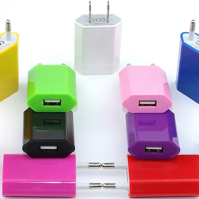 Colorful Direct Chargers Universal Phone Chargers for US EU Plug AC Power Adapter Travel Charger Wall Charger