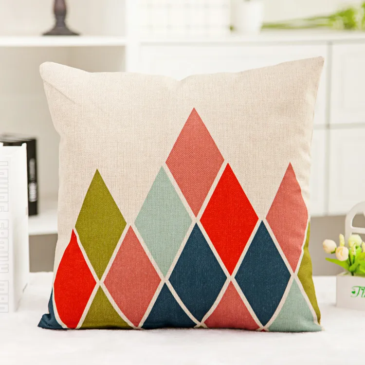 8 padrões lance travesseiro capa colorida onda almofada cobre algodão de linho geométrico padrões decorativos travesseiros capas de família