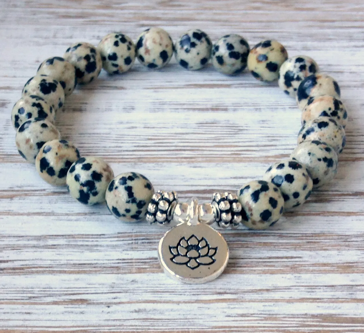 SN1073 NEW DESING DALMATIAN JASPER BRACELLET MENS 요가 손목 말라 구슬 보석 태양 신경총 차크라 보석