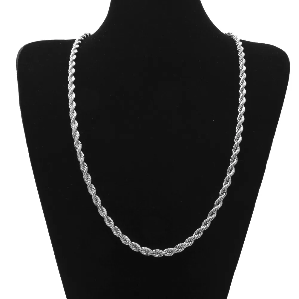 6.5mm Dik 80cm Lange Solid Rope Twisted Chain 14K Goud Verzilverd Hiphop Twisted Heavy ketting 160gram Voor heren