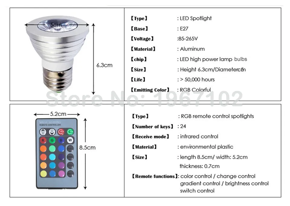 3W 5W GU10 MR16 E27 E14 RGB LED 전구 Lampada 16 색 LED 램프 조광 조명 스포트라이트 12V + 24key 리모콘 candelier