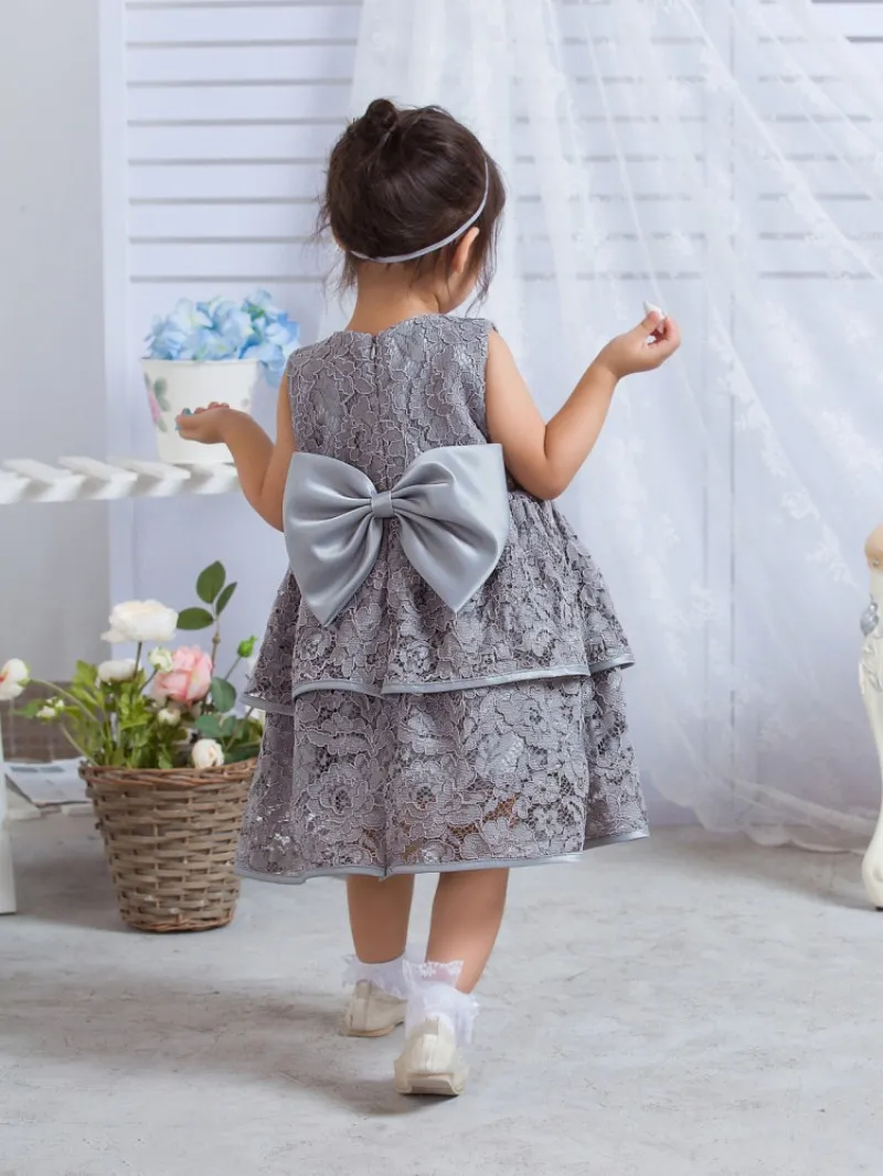 grey flower girl dresses Dusty Blue Tulle Flower Girl Dresses, A-line Little Girl Dresses, Affo   AlineBridal