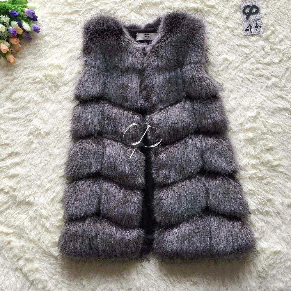 Female Fur Waistcoat New Winter Warm Faux Fox Fur Vest Women High-Grade Cappa Fashion O-Neck Long Fur Coat Cardigan