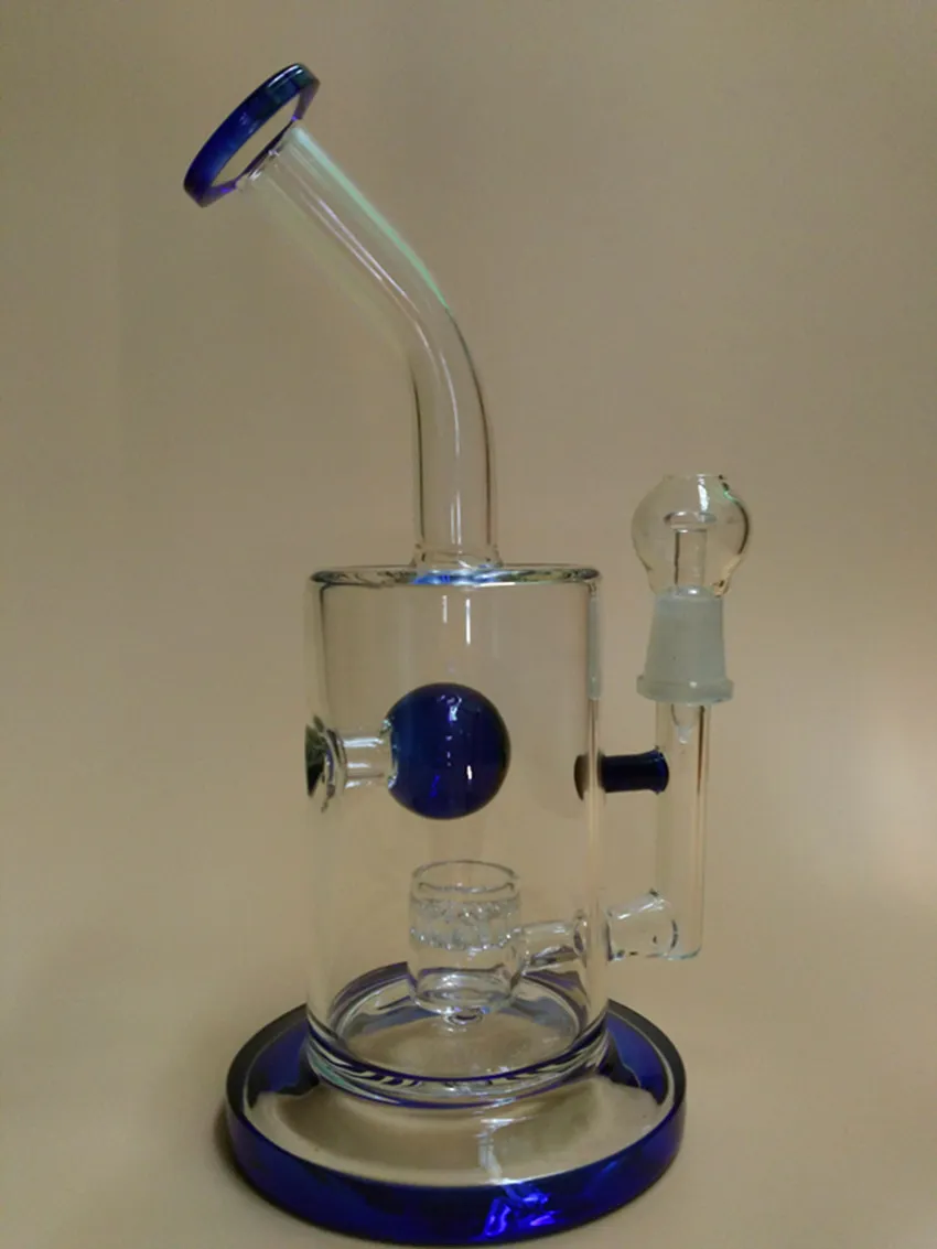 Glas Bong Blå Honeycomb Glass Bong Bubbler Vattenrör Heady Oil Rigs Vattenrör Bongs DAB Rig Blå Percolator Bubbler