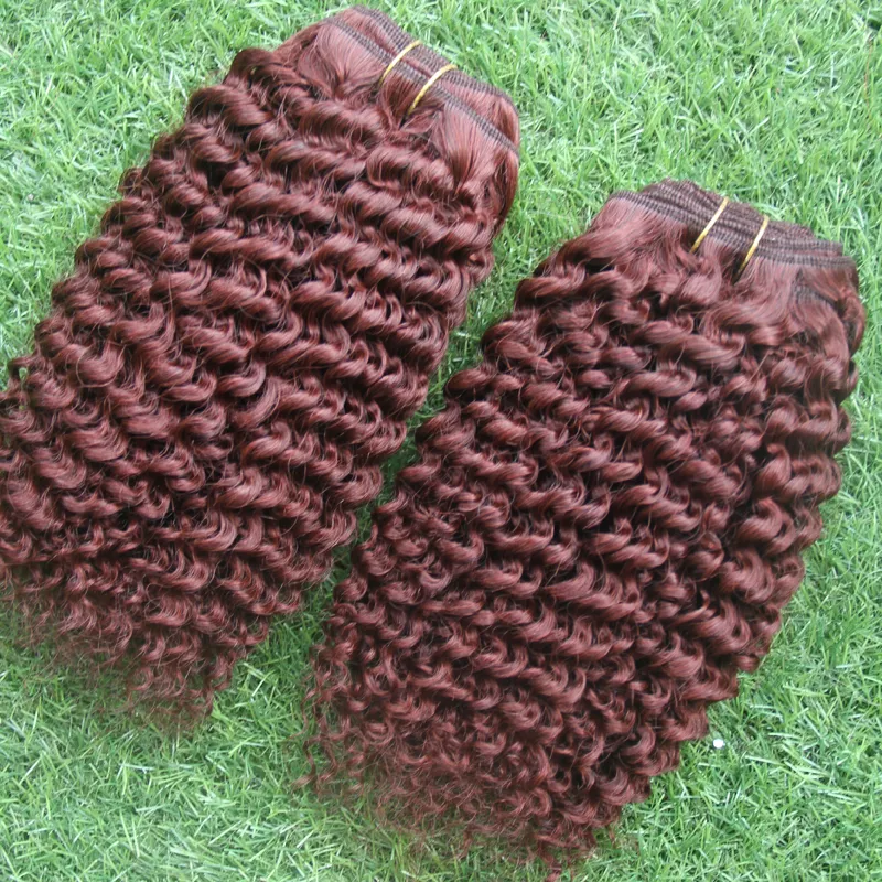 Bundels # 99J rode wijn menselijk haar bundels weven 200g 2 stks / partij Braziliaans haar weave bundels dubbele inslagkwaliteit, afro kinky krullend haar