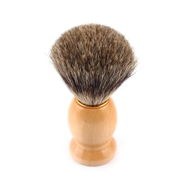 Puro Pêlo De Texugo Pincel De Barba Barbear Barba Escovas com Cabo de Madeira Natural para Homens Cara Barba Ferramenta de Limpeza