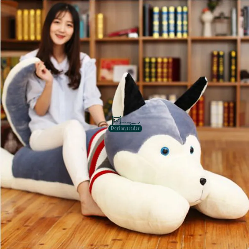 Dorimytrader Jumbo Plush Anime Husky Dog Toy Giant Stuffed Soft Animal Puppy Pillow Doll Presenter för barn 4 Storlekar DY60301