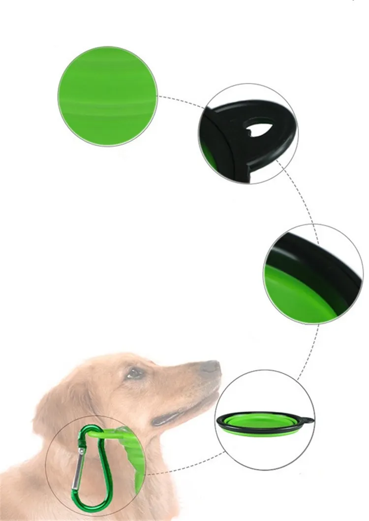 Pet Gıda Su besleyici Karabina IC801 ile Taşınabilir Seyahat Bowl taşınabilir kase Feeding New Silikon Katlanabilir köpek kase Genişletilebilir Kupası Bulaşık