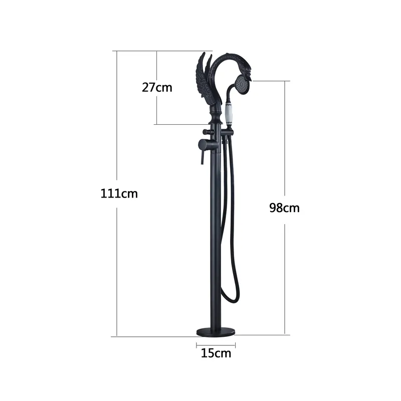 Badkar kranar olja gnuggas brons stående fågelform badrum badkar kran handhållen dusch enkel handtag tub mixer taps3316