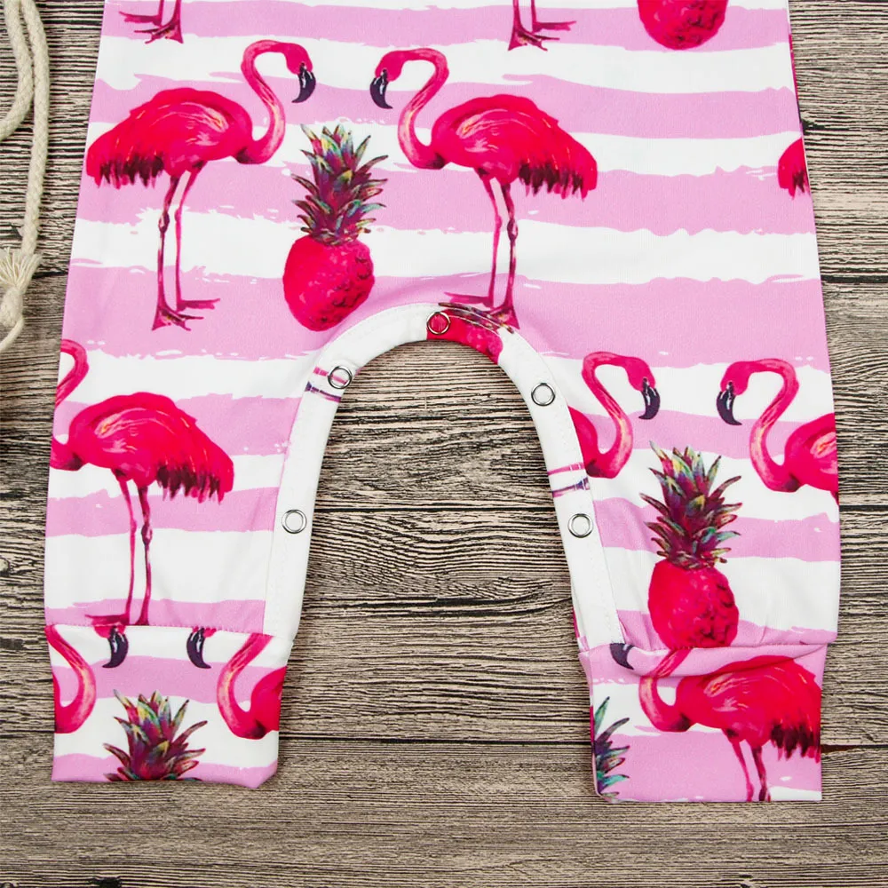 Bebê bonito Romper Flamingo Impresso Crianças Roupas de Verão Bebê Recém-nascido Menina Macacão Macacão de Algodão Sem Mangas Bebê Onesie One Piece Outfits