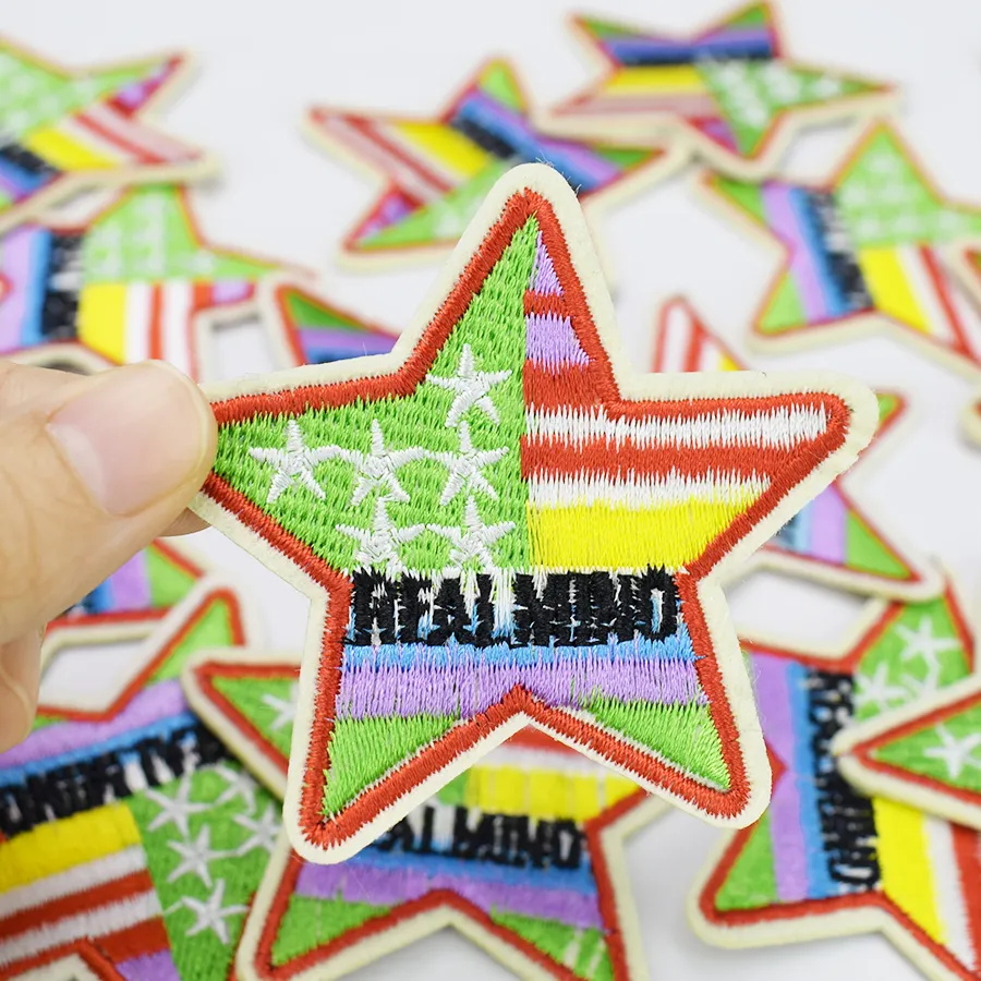 10st Multicolor Star Patches för klädkassar Strykjärn på Överför Applique Patch för jackan Jeans Sy på broderi Badge DIY