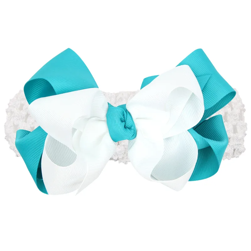 Bambino Big Bows Fascia Doppi strati Arco Bambini 5inch Grosgrain Ribbon Bowknot Wide Crochet Fascia capelli Accessori capelli KHA186