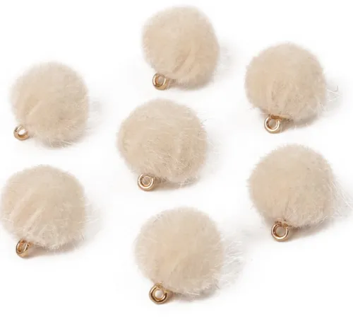 Plush Fake Rabbit Fur Hair Ball Beads Charms Pendant for Earring Jewelry Making 15mm