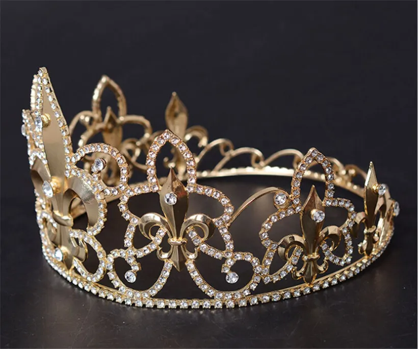 Regina nuziale vintage corona corona tiara cristallo di cristallo di runstone Accessori capelli con fascia capelli gioielli con corona rotonda piena t3336024