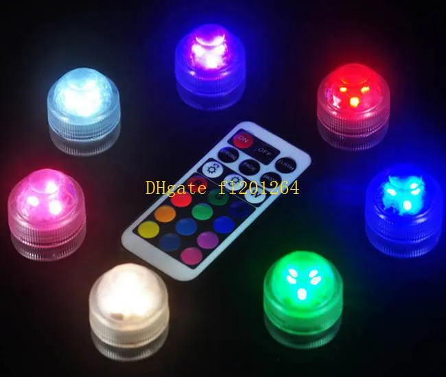 /  LED TEA Ljus fjärrkontrollerad FloraleTe nedsänkbar Vase Tealight Candle Lamppe 3led Wedding Party Decor Multicolor