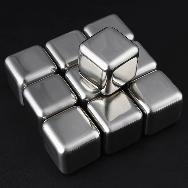 New Whiskey Stainless Steel Stones Drink Ice Cooler Cubes Cool Glacier Rock Beer Freezer Barware Christmas Gift ZA0897