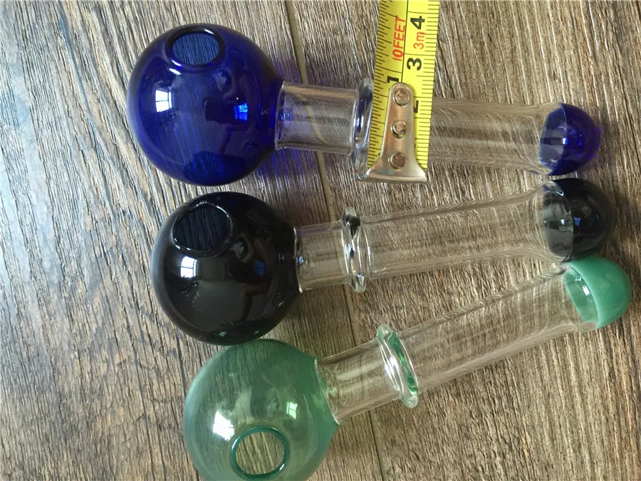 12cm lång med 16mm od boll 40mm stor blandad färgstark pyrex glas stor oljebrännare rör glas oljebrännare glasrör tobaksrör