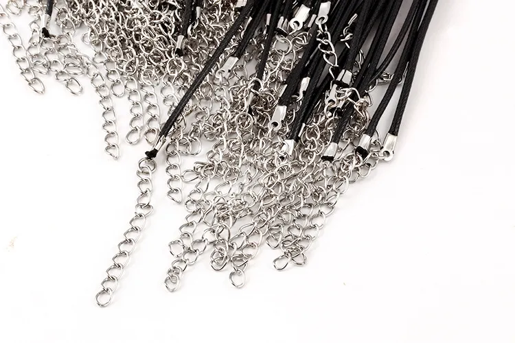 20 дюймов черный воск кожа змея строка веревка для ожерелье DIY ювелирные изделия шнур и проволока карабинчиком