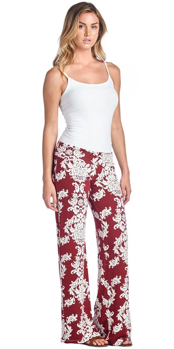 여성용 긴 팔라 쪼 바지 바지 꽃 무늬 프린트 캐주얼 와이드 7 색 무료 배송