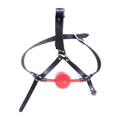 BDSM Bondage Sex Toys 48mm Big Ball Gag with PVC Leather Head Harness Mask Open Mouth Gag in Adult Game Erotic Sex Products