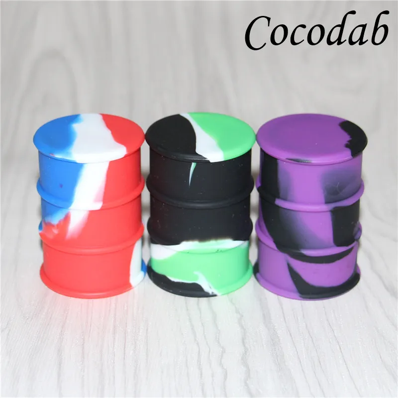 silicone oil barrel container jars dab wax oil drum shape container 26ml large silicone dry herb dabber tools FDA approved6094795