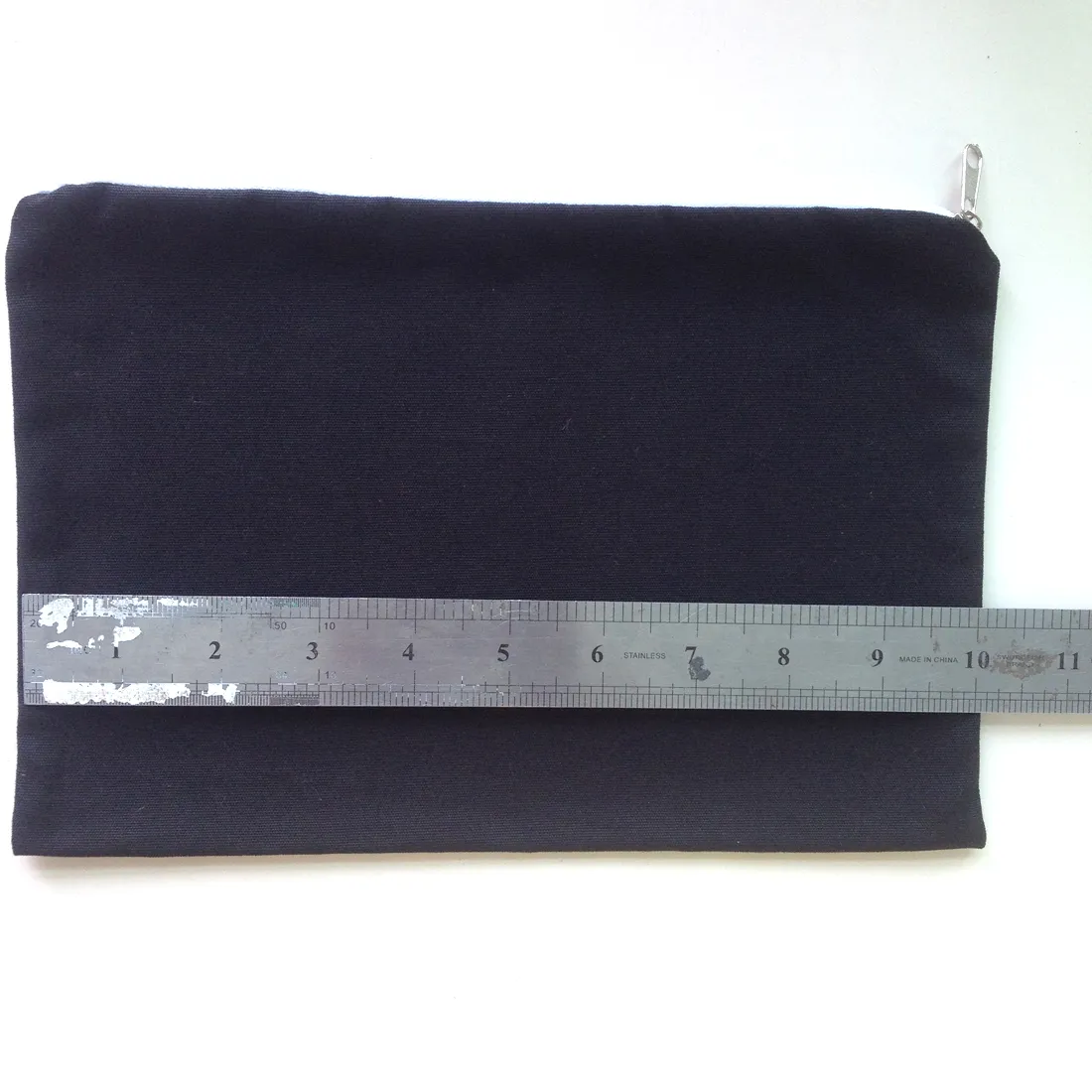 plain black color pure cotton canvas pouch with white zip unisex casual cotton wallet blank cotton pouches supplier any color