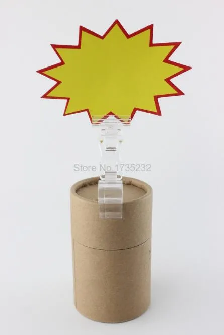 Roterbar riktning popklipp transparent dubbel snap clamps cup promotion tag etikett pris kort hållare klämmor