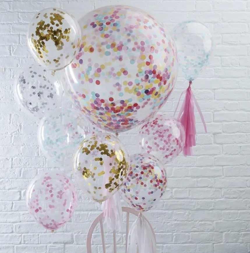 Konfetti fyllda ballonger helium kvalitet parti bröllop valentines födelsedag dekoration runt Clear Ballon Hen Decor 36 '' / 18 '' / 12 '' 'Barnleksak