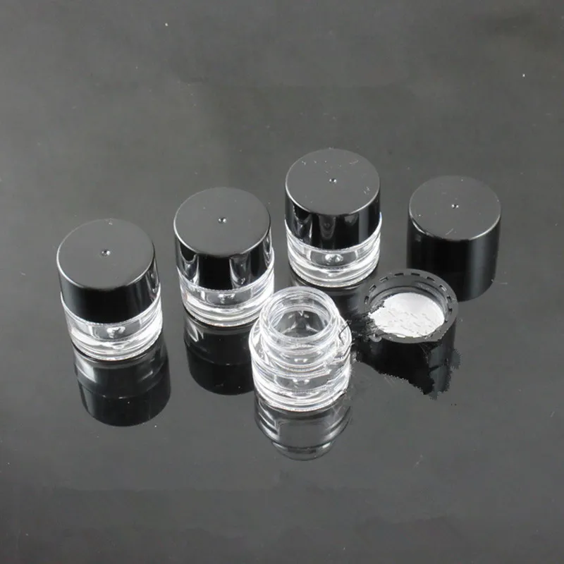 2g AS contenitore cosmetico vuoto trasparente campione nero vasetti di crema di plastica confezione cosmetica, espositore trucco latta F20171786