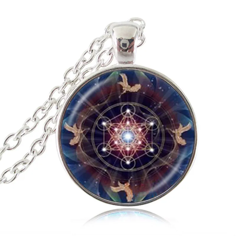 Metatron Cube Pendentif Collier Géométrie Sacrée Fleur de Vie Bijoux Chakra Spirituel Occulte Collier Femmes Hommes Magique Hexagramme Tour de Cou