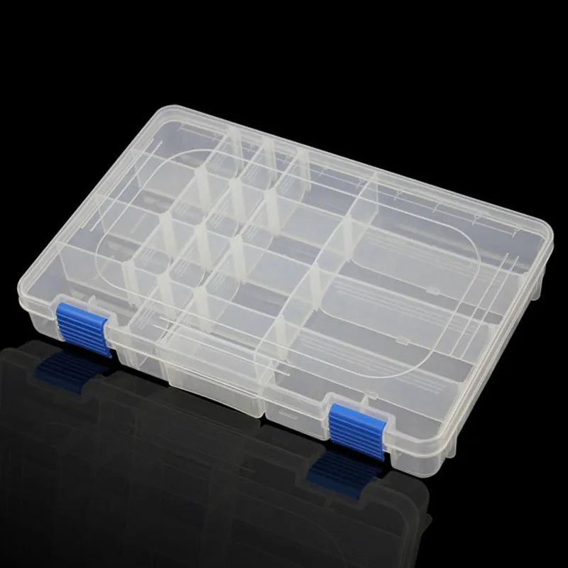 투명한 그리드 PP 스토리지 박스 카테고리 밀봉 된 빈 홈 케이스 사무실 칩 박스 파트 탈착식 보석 도구 상자