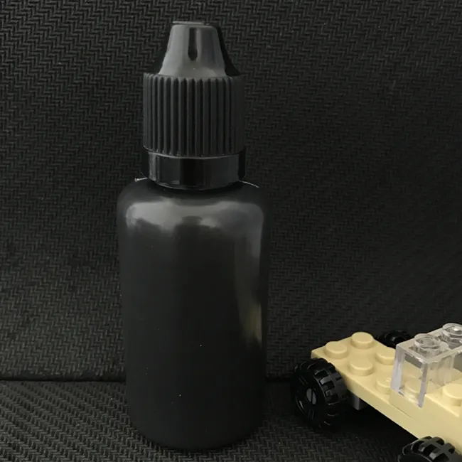 30ml schwarze Farbe E Flüssigkeitsflasche leer 30 ml PE Weichplastik Nadel Tropfflaschen mit langen schlanken Spitzen für Vape Juice DHL