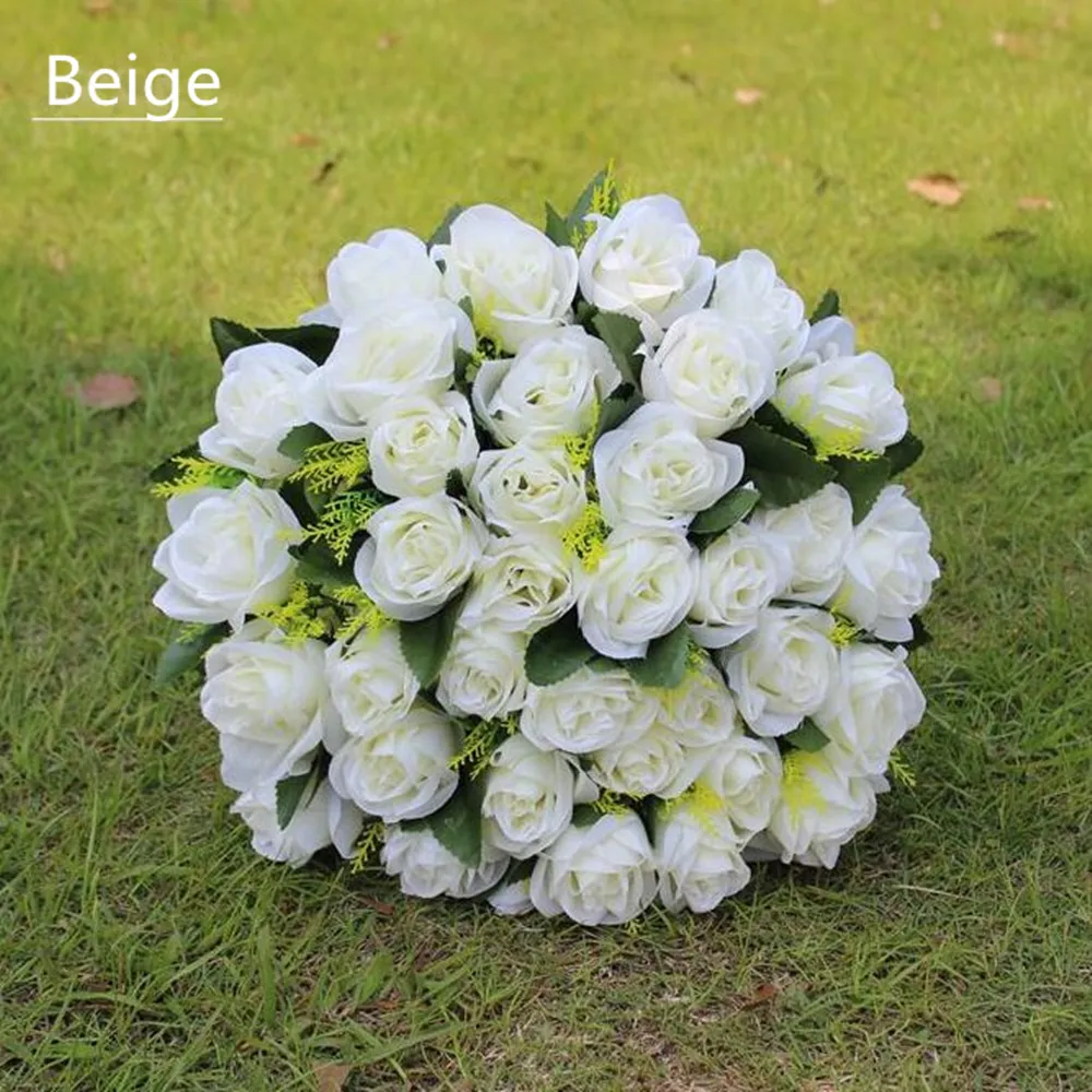 Nieuwe aankomst kunstbloemen simulatie kunstbloem bruiloft levert zijde bloem 36 hoofd rose boeket 13 kleur