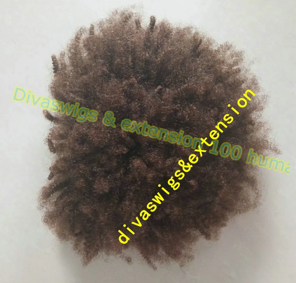 Afro-Amerikaanse Maagd Maleisische Haar Afro Korte Kinky Krullend Wrap Trekkoord Bladerdeeg Paardenstaart Bun Extension