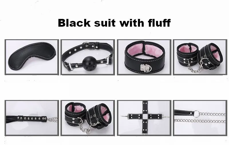 Kit Escravidão Sex Adulto Restraint Jogos Set Algema Pé cuff Whip Rope Blindfold para Casais Brinquedos Eróticos Produtos Do Sexo