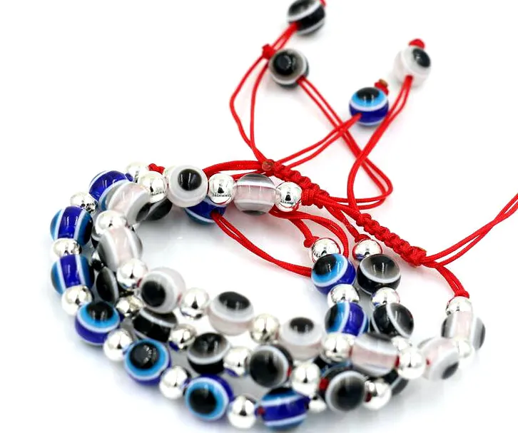 Perles de résine 8mm bracelet porte-bonheur mauvais œil fil de corde rouge chaîne tressée Bracelets femmes