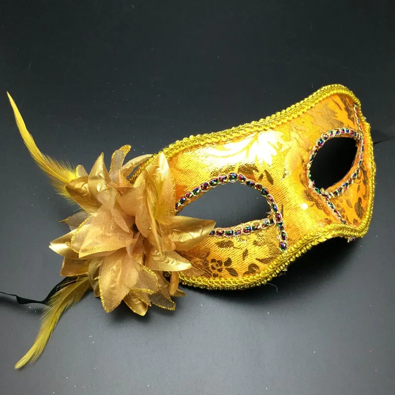 Luxury Masquerade Mask Blomma Seenue Carnival Bröllop Prop Half Face Halloween Mardi Gras Kostym Novelty Gift Ems Gratis frakt