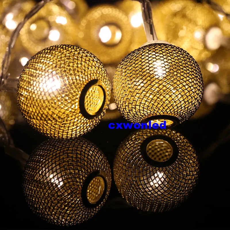 Obsługiwane bateria Metalic Fairy String Lights LED Ball String Lights 2m 20led Ciepły Biały RGB Kolor 3 Moc
