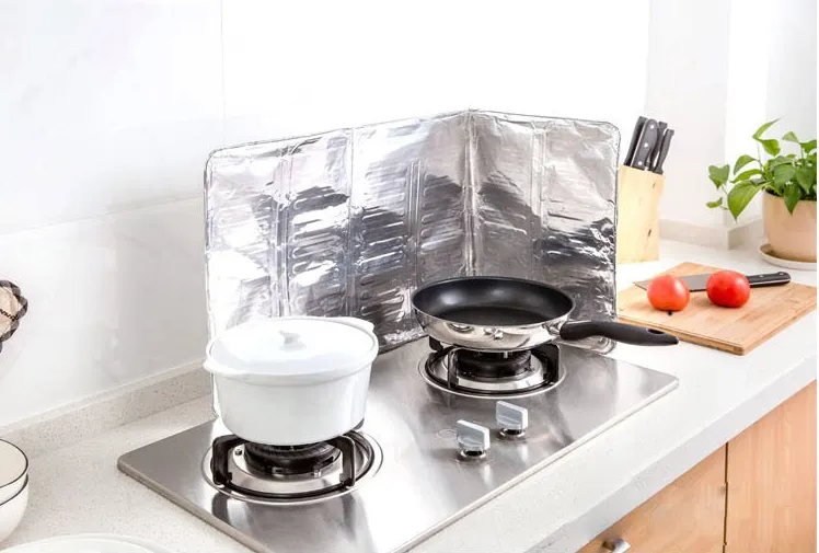 Creative Gas Stove Aluminum Foil Oil Splatter Guard Heat Resistant Splash  Guard For Kitchen Home Use Cooking Frying Oil Splash Guard