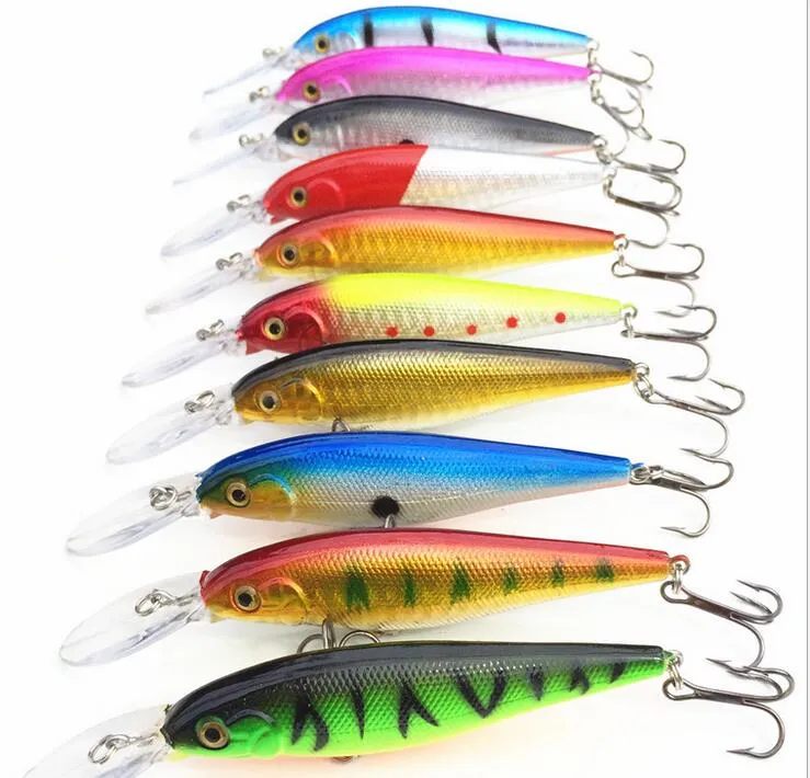 Super Quality 5 Colors 11cm 10.5g Hard Bait Minnow Fishing lures Bass Fresh Salt water 4 # hook Barbed hooks HJIA178