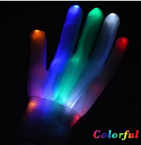 Guanti lampeggianti l'illuminazione delle dita Halloween Christmas club dance fancy dress LED Colorful Rave guanti magici Regalo sacchetti di riempimento spettacoli di luci